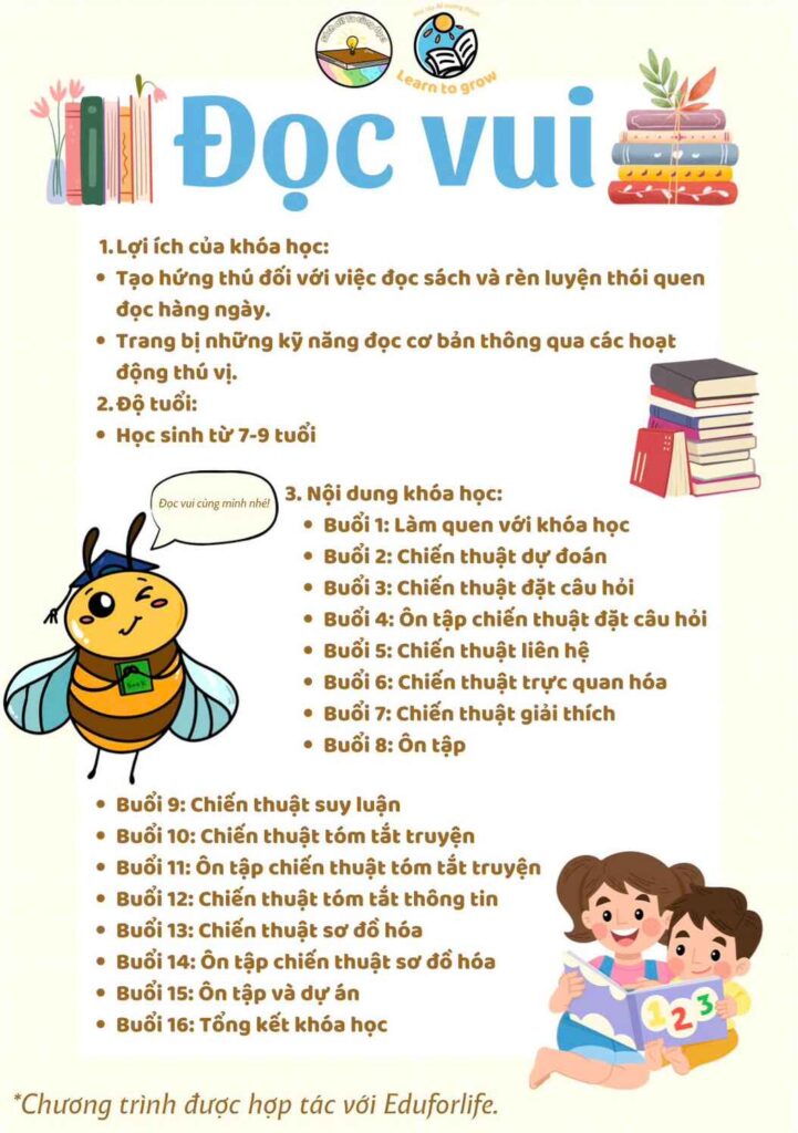 Nội dung khóa học đọc vui tại Learn to Grow
