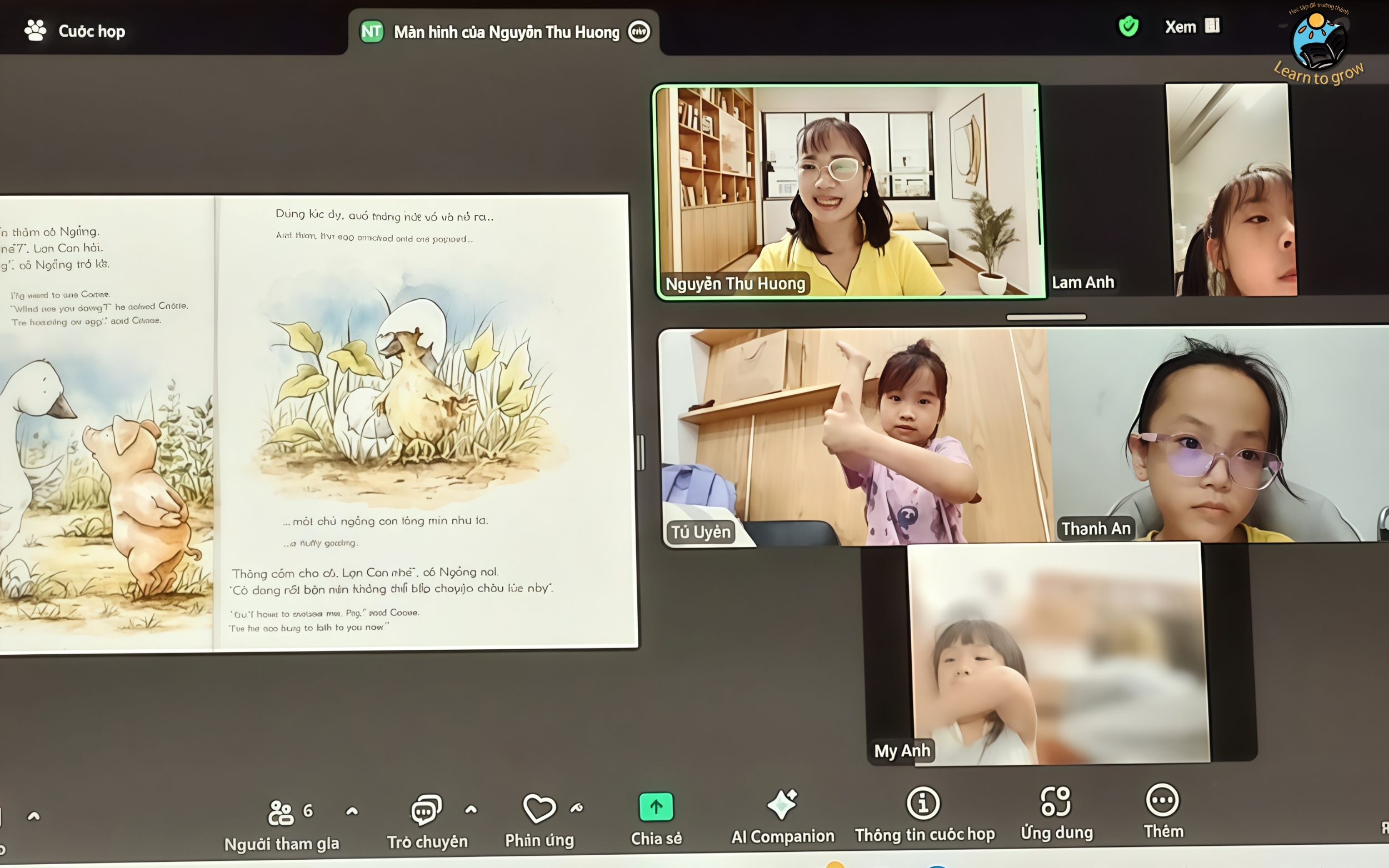 Buổi học kể chuyện sáng tạo 3 trực tuyến trên Zoom