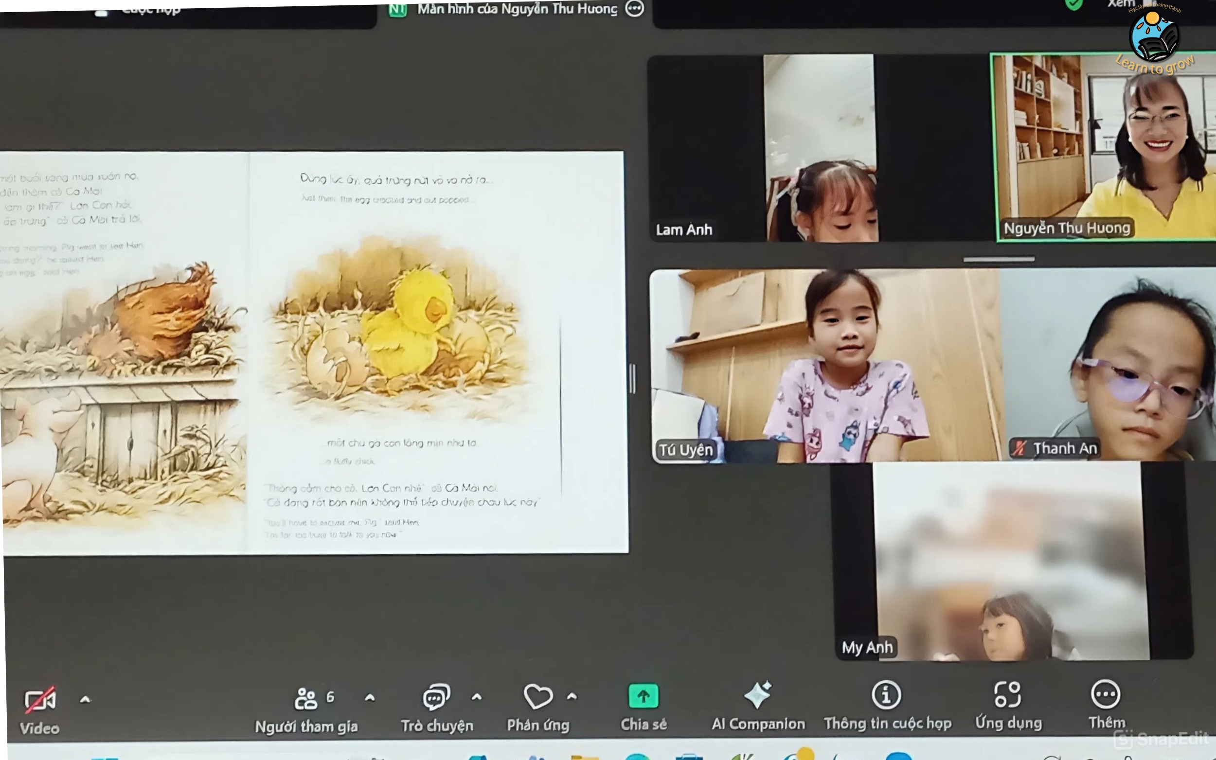 Không khí buổi học kể chuyện sáng tạo 3 qua Zoom